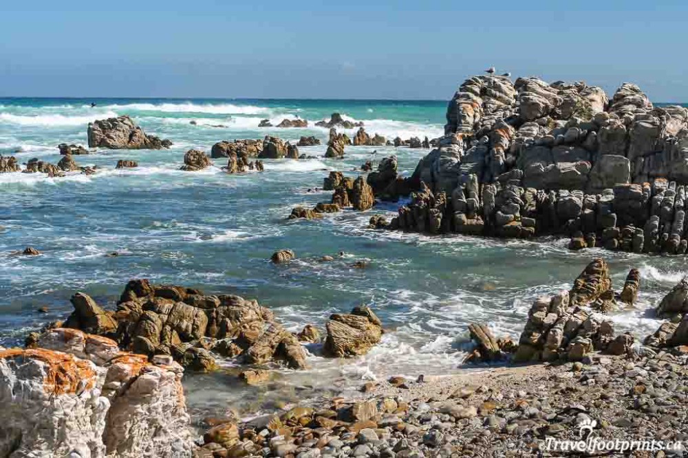 unique rock formations along the beach of cape agalhus