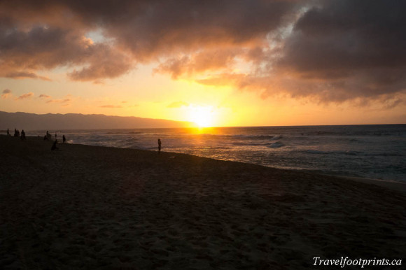 bright-orange-sunset-beach-glow-oahu-hawaii
