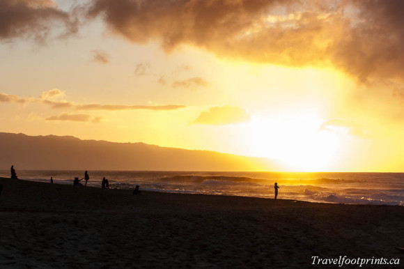 vivid-yellow-sunset-beach-oahu-hawaii-island
